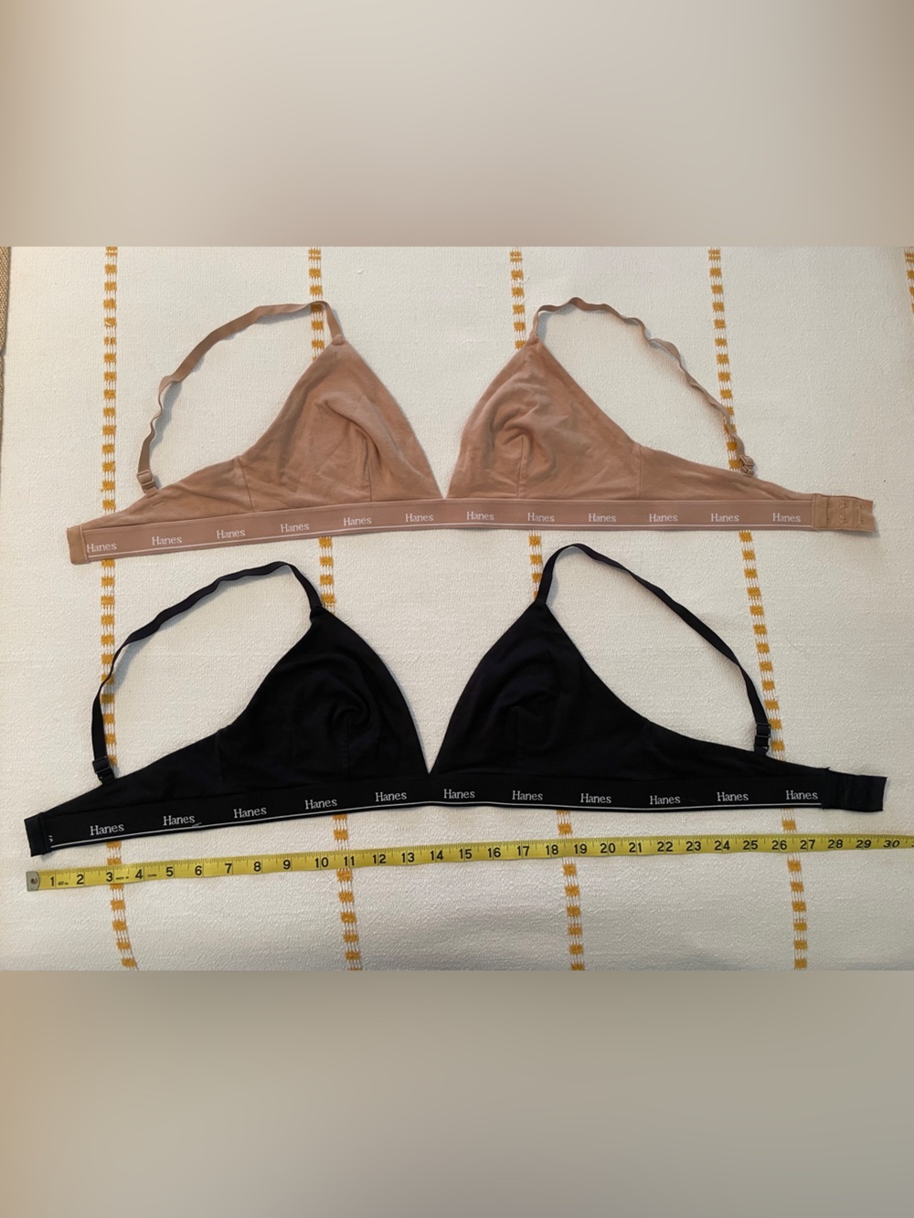 Hanes Cotton Triangle Bralette Set - Beige & Black
